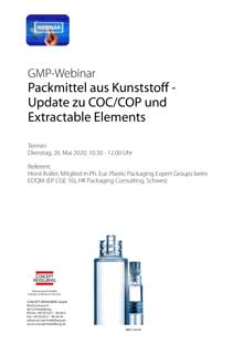 Webinar: Packmittel aus Kunststoff: Update zu COC/COP und Extractable Elements